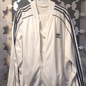 Classic White w. Black 3 stripes Adidas tracksuit